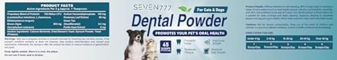 Seven777 Pet Dental Powder,Teeth Cleaning Powder for Dogs and Cats, Plaque & Bad Breath Off,Dental Care Supplies for Small, Medium, Large Dogs and Cats