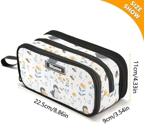 KLL Custom Large Capacity Pencil Pen Case Teen Pencil Case with Compartments Kindergarten with Zipper Sweet Platypus White