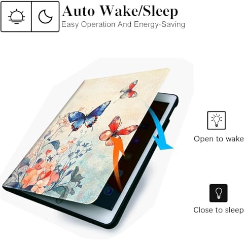 for Microsoft Surface Pro 11/10/9-13" 2024/2022 Tablet Case,Auto Wake/Sleep,Adjustable Stand Protective Cover - Watercolor Butterfly Floral