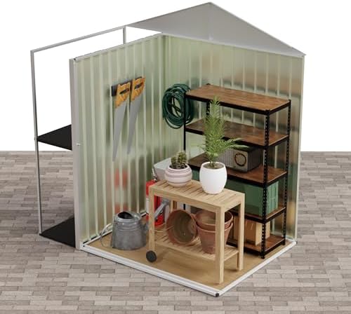 6 x 4 FT Outdoor Metal Storage Shed Garden Shed with Side Storage Rack Suitable for Garden Bike, Waterproof Shed,Tool Metal Storage Shed for Backyard, Patio
