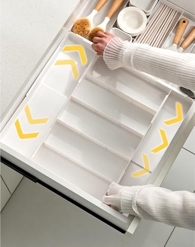 9 Compartments 4-Way Expansion Drawer Storage Box - Removable Divider for Space Saving and Organization for Cosmetics, Kitchen Utensils and Office Desk Essentials