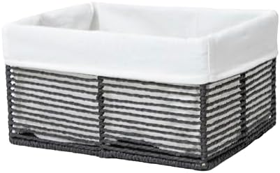 GYASVWU Hand-Woven Paper Rope Storage Baskets,Rectangular Wicker Baskets for Organizing,Decorative Woven Basket for Storage,Shelf Basket for Living Room,Storage Baskets for Pantry (Black - Large)