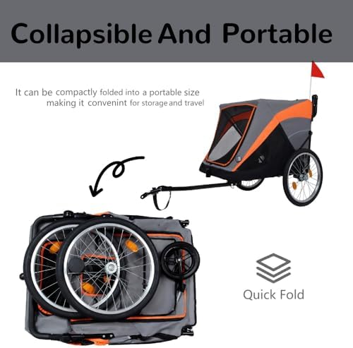 Pet Bike Trailer and Push Cart for Medium Large Dogs – Converts in Seconds, Holds Up to 100 Lbs, All-Terrain Wheels with Quick Release