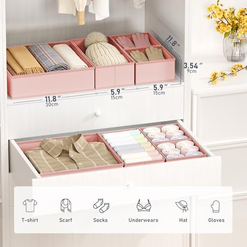 DIMJ Drawer Organizer Clothes - 30 Pack Baby Dresser Organizer for Nursery Closet Organization, Fabric Drawer Organizer Bins for Underwears Socks Bras, Foldable Storage Dividers for Bedroom