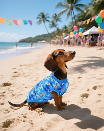 PET SHOW 4 Pack Dog Hawaiian Shirts for Medium Dogs UPF 50+ UV Sun Protection Summer Cool Clothes Tank Top Floral Dog T-Shirts Pet Holiday Party Sleeveless Vest Boy Girl(Large)