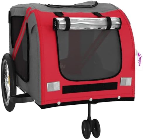 Pet Bike Trailer for Small Dogs, Foldable Bicycle Cargo Trailer with Suspension, Weather-Resistant Oxford Fabric and Iron Frame, Orange and Gray