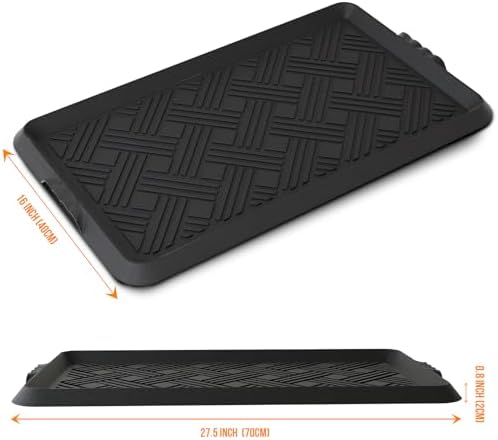 Rubber Boot Tray, Shoe Trays for Entryway, Versatile Boot Mat Tray with Raised Edge, 27.5"x16" Rubber Mat for Shoe Organizer Indoor/Outdoor Use