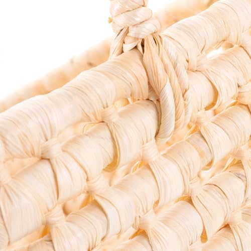 KESYOO Mini Woven Basket, Corn Husk, Beige, Open Storage Bin