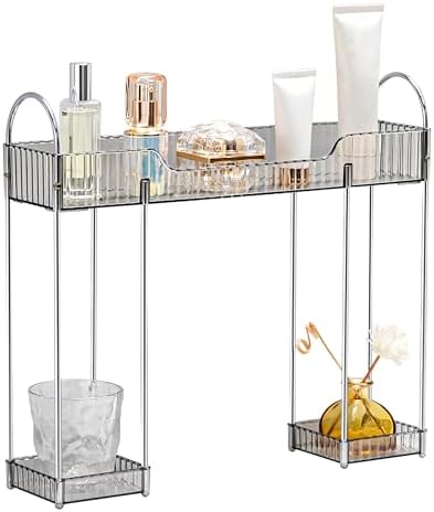 YCIA&DONE Bathroom Countertop Organizer Over The Faucet, Narrow Counter Organizers Above Sink, Table Mounted Faucet Over Sink Shelf for Kitchen, Toilet, Laundry(Smoky Gray)