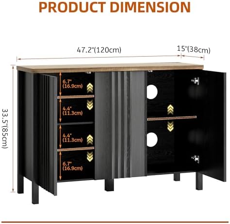 Vlsrka Shoe Storage Cabinet with 3 Doors and Adjustable Shelves