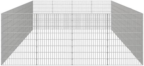 Galvanized Iron Expandable Outdoor Dog Kennel 31.5" H x 170.1" W x 85" L Silver Heavy-Duty Pet Playpen for Yard, Rabbits, Guinea Pigs, Medium & Small Dogs
