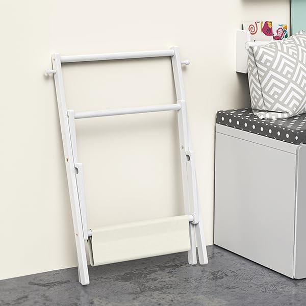 BAMBOOHOMIE Baby Clothing Rack for Baby Shower Pets Dolls, Baby Clothes Rack with Storage Shelf & Double Rods, Toddler Clothes Rack, Mini Closet Baby Shower Rack (White)