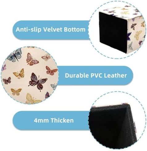 Butterfly Pen Holder for Desk Decor, Rectangular PVC Leather Pencil Cup for Desk Pen Organizer, Makeup Brush Holder for School, Home, Office