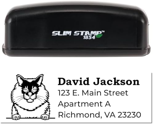 Personalized Maine Coon Cat Address Stamp - Custom Made to Order Mailing Address Stamper for Membership Cards - Unique Gift for Cat Lovers - Ideal for Pet Owners and Maine Coon Fans