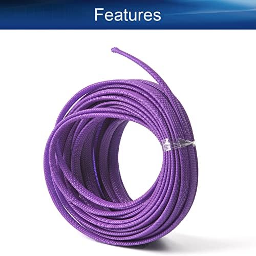 Bettomshin 1Pc 32.8Ft(10m) Cable Management Sleeve, 5/16"(8mm) Width PET Purple Cord Protector, Wire Loom Tube Insulated Split Sleeving for USB Cable Power Cord Organizer Video Cable Hider