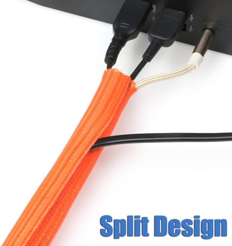 25ft PET Braided Cable Sleeve 3/8 inch(10mm) Wire Protector Cable wrap Wire Covers for Cords Cable Sleeves Cord Management Cable Management Sleeve(Orange)