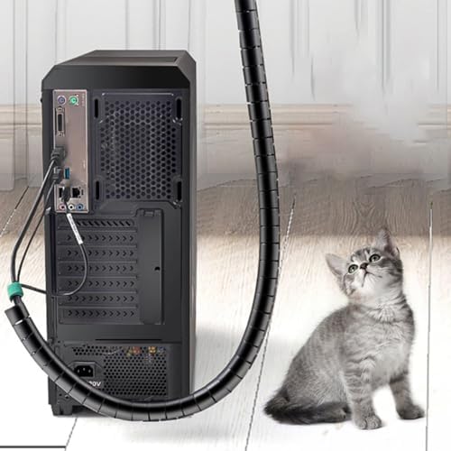 Cable Management Sleeve Spiral Wire Organizer with Bite-Resistant 22Mm Tube for Pets, 10M Black Cord Wrap Set with Cable Tool for Home and Office Wire Protection