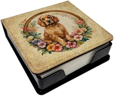 Caroline's Treasures Cocker Spaniel and Flowers PU Leather Note Paper Holder with Artist-Designed Cover, Desk Accessory, Office Gift