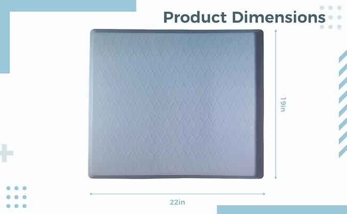 Under Sink Mat, Silicone Waterproof Cabinet Liner 22 x 19 x 1 Inch, Large Spill Protection Drip Tray with 1 Inch Raised Edge, Easy to Clean Gray Shelf Liner for Kitchen, Bathroom, Utility Room