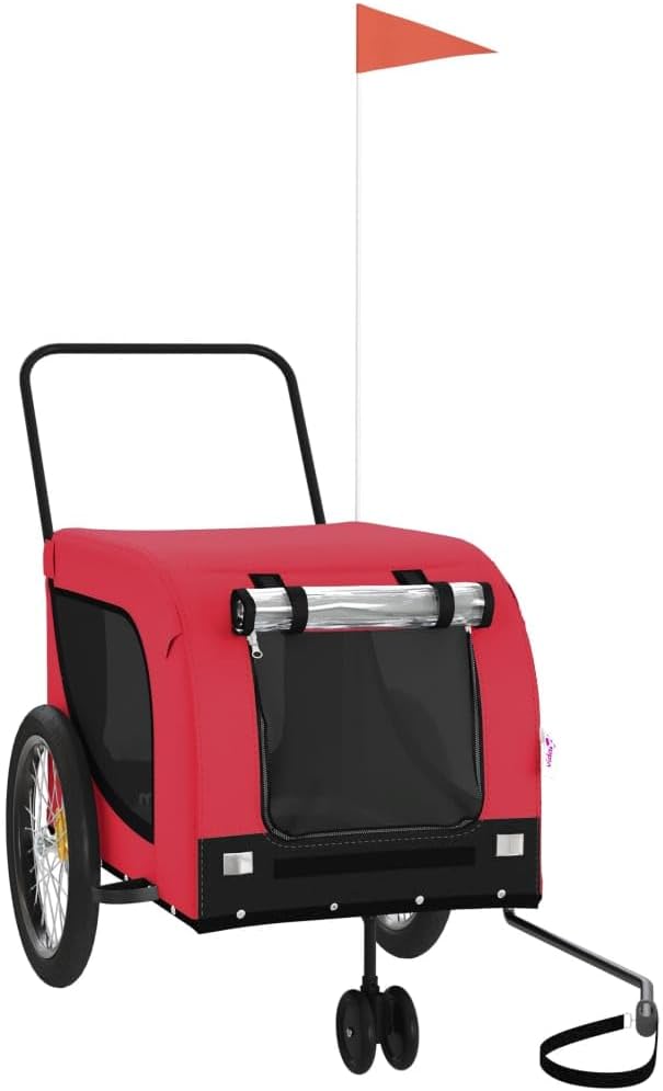 Pet Bike Trailer for Small Dogs, Foldable Bicycle Cargo Trailer with Mesh Windows and Reflectors, Sturdy Iron Frame Oxford Fabric Carrier, 49.2 x 24.8 x 26.0 in