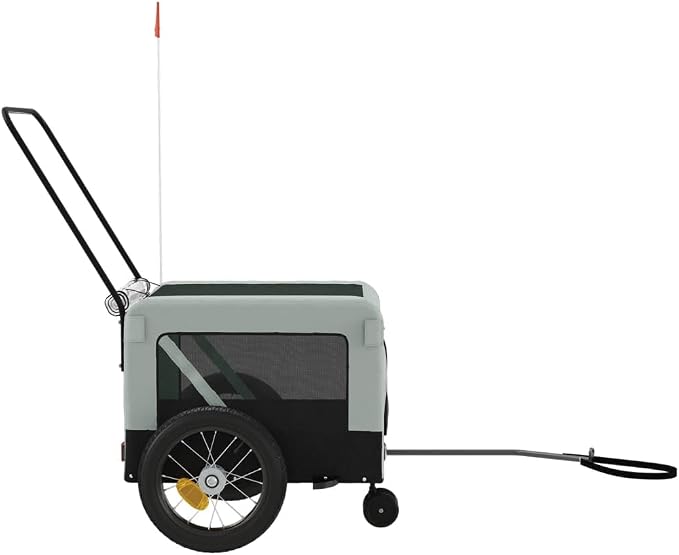 Pet Bike Trailer for Small Dogs, Foldable Bicycle Cargo Trailer with Iron Frame and Oxford Fabric, Includes Mesh Windows, Reflectors and Flag for Safety