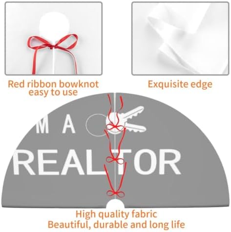 Christmas Tree Skirt, Soft Polyester Xmas Tree Skirts with Ribbon Ties, Rustic Farmhouse Holiday Party Decorations I'm A Realtor Ask Me Beach Pajama Shorts 30"