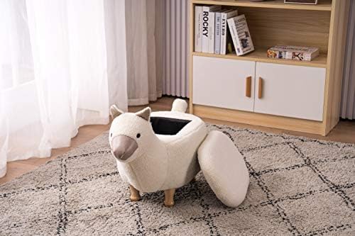 Home 2 Office Llama Ottoman with Storage for Bedroom, Playroom, Nursery or Recreation Room Decor, Soft Animal-Shaped Ottoman with Wooden Legs