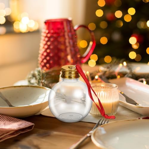10pcs Golden Bulb-shaped Christmas Candy Bottles with Spill Proof Lid, Decorative Pet round Drink Containers for Holiday Party Favors and Festive Event Decorations