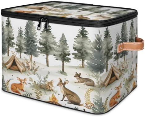 Squirrel Wildlife Storage Box with Zipper Lid | Collapsible, Fabric, Storage Bin, Handle, Large, Closet Organizer, Containers, Bedroom, Home, Forest Animals