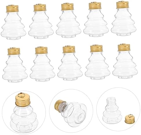 10pcs Christmas Tree Shaped Drink Containers Refillable Beverage Storage Jars with Cap Festive Decorations for Candy Juice and Holiday Parties