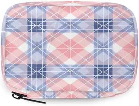 Travel Pill Organizer Pink Blue Plaid Small Pill Case