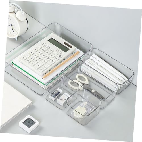 PRETYZOOM 1Set Clear Drawer Organizer Set Versatile Storage for Makeup Office Supplies and Bathroom Essentials Pet Material Stylish Transparent Design Multi