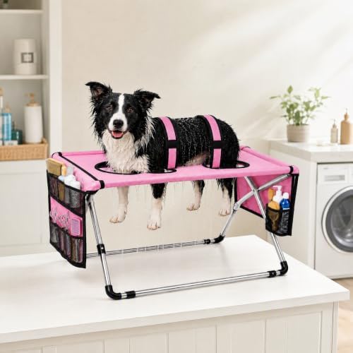 2026 Upgraded Detachable Pet Grooming Hammock for Small Dogs & Cats 44 LBS | Stainless Steel Stand Pet Grooming Sling, 8‑Hole Adjustable Dog Cat Grooming Harness for Pet Nail Trimming, Bathing, Care