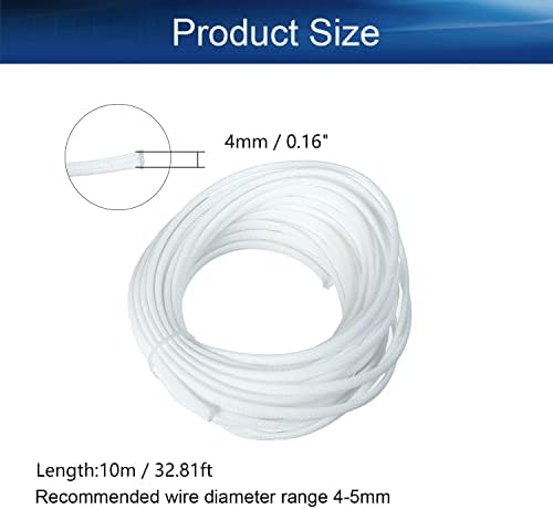 Bettomshin 1Pc 32.8Ft(10m) Cable Management Sleeve, 3/16"(4mm) Width PET White Cord Protector, Wire Loom Tube Insulated Split Sleeving for USB Cable Power Cord Organizer Video Cable Hider