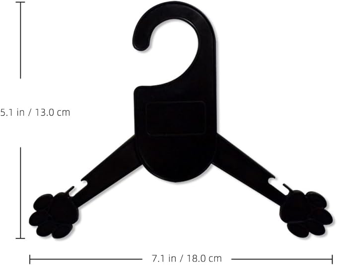 VOSAREA 10pcs Black Plastic Paw Shape Pet Clothes Hangers for Dog and Cat Clothes Thick Sturdy Design Not Easy to Break Portable and Space-Saving Organizer