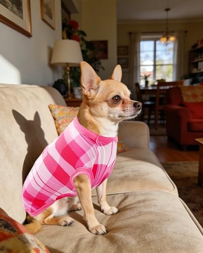 PET SHOW 4 Pack Summer Dog Shirts for Extra Small Doggies Girl UPF 50+ UV Sun Protection Cooling Clothes Tank Top Floral Puppy Kitten Cats T-Shirts Pet Holiday Party Sleeveless Vest Pink(X-Small)
