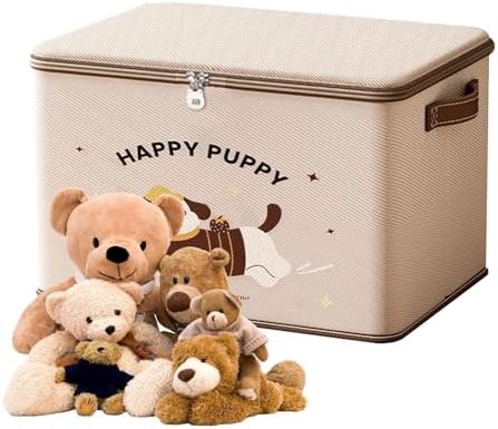 Storage Box with Lock Waterproof Stackable Bins with Puppy Pattern | Storage Container with Lock for Toy Delivery Package Travel Closet Garage Bedroom Kitchen