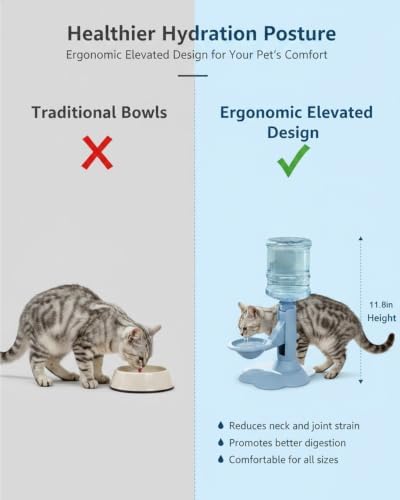 Pet Water Dispenser Stand, Adjustable Elevated Gravity Water Bowl for Cats