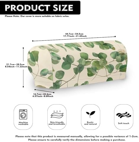 Armrest Covers for Sofa Green Leaf Couch Arm Covers Set of 2 Stretch Armchair Slipcovers for Recliner Protect and Decorate Your Sofa