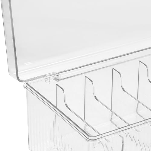 TOYANDONA Cable Management Box with Lid for Phone Charger and Paper Clips, Multi-grid Pet Desk Cord Organizer Storage Case for Office and Home Use