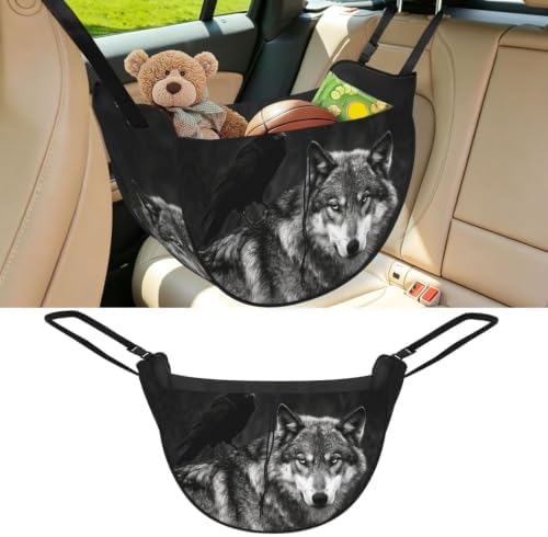 Wolf Raven Pair Car Seat Organizer-Backseat Storage Bag for Travel | Waterproof Durable. Holds Snacks Gear Essentials. Fits Most Cars.