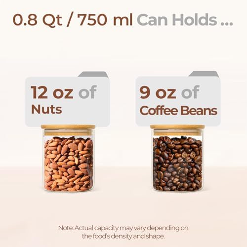 ComSaf Glass Storage Containers with Lids 0.8 Qt, 6 Pack Small Glass Jars | Small Glass Canisters, Spice Jar, Cookie, Snack Station Organization, Coffee Bar Organization, Size For Subpackage, BPA Free