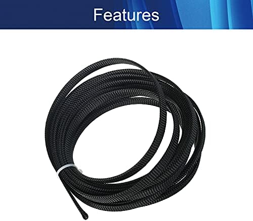 Jutagoss PET Expandable Braided Cable Sleeve, 16.4ft - 3/8 inch Black Cable Management Sleeve, Wire Loom Tube Cord Protector for USB Cable, Power Cord, Audio Video and More, 1Pc