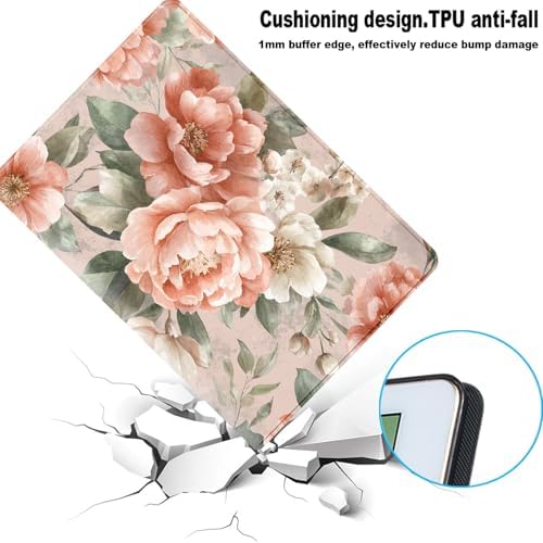 for Samsung Galaxy Tab A9 Plus/A9+ 5G 11 Inch 2023 (SM-X210/X215/X216/X218) Tablet Protective Cover with Adjustable Stand and Magnetic Auto Wake/Sleep,Peony Floral