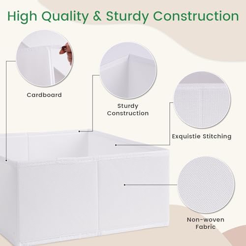 Criusia 16 Pack Underwear Drawer Organizer, Drawer Organizer Clothes, Foldable Cloth Storage Box Closet Dresser Drawer Divider Organizer for Clothes, Scarves (White)