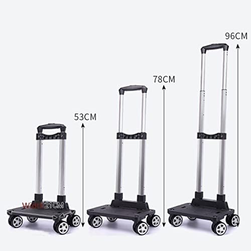 Portable Collapsible Grocery Cart 4/5 Wheel Aluminum Alloy Trolley Foldable Pulling Rod Carrier for Students Pet Bags Heavy Duty Load Bearing Easy Storage
