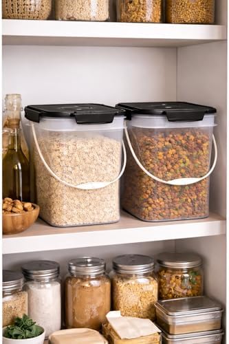 House Naturals 4 Gallon Square Food Grade Plastic Bucket with Lid, (Pack of 2) BPA Free (Clear)