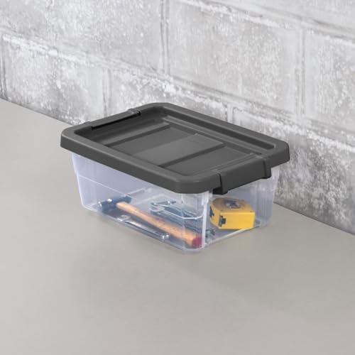 Sterilite Modular Stacker Box with Latching Lid, 16 Quart, 24-Pack | Clear Plastic Storage Bins - Stackable Organizing Container Boxes for Closet, Bathroom, and Office
