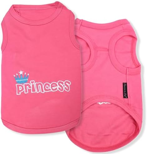 Parisian Pet Princess Dog Shirt – 100% Cotton Shirts for Small Dogs – Pink Sleeveless Puppy Clothes – Lightweight and Breathable Dog Apparel – Girl Dogs Clothes - Stretchy Pet T Shirts