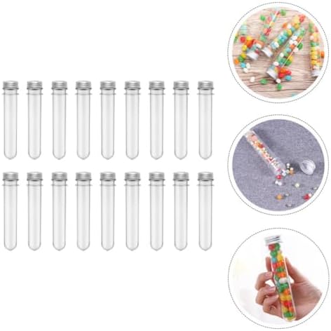 50pcs 45ml Plastic Storage Tubes with Aluminum Caps, Multipurpose Clear Cylindrical Bottles for Bath Salts, Candy, and Liquids, Easy to Fill and Protect Containers for Kitchen